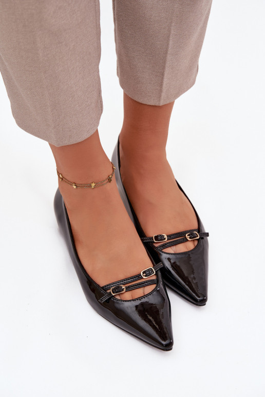 Lakkbaleriinad rihmadega Must Zarelia