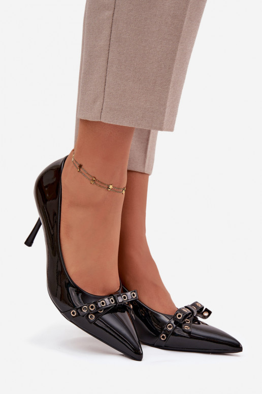 Laque kõrge kontsaga lipsukesega Must Janisse