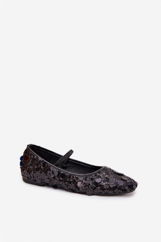 Terlina ballerina kingad, kaunistatud soomustega, must
