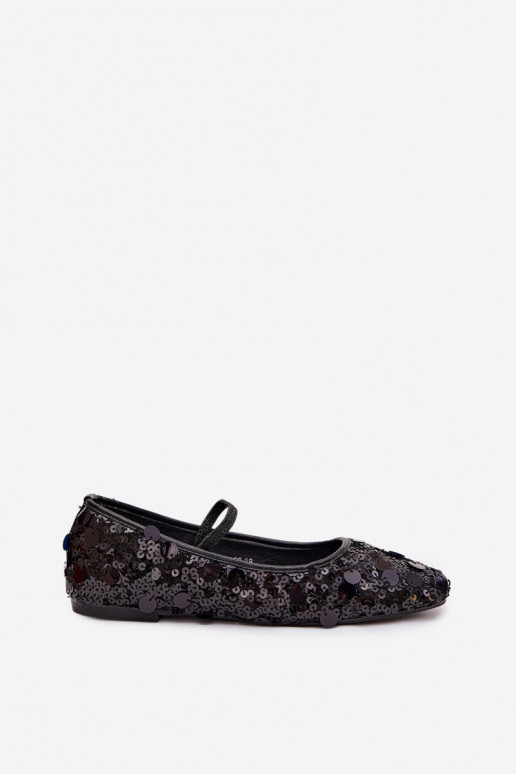 Terlina ballerina kingad, kaunistatud soomustega, must