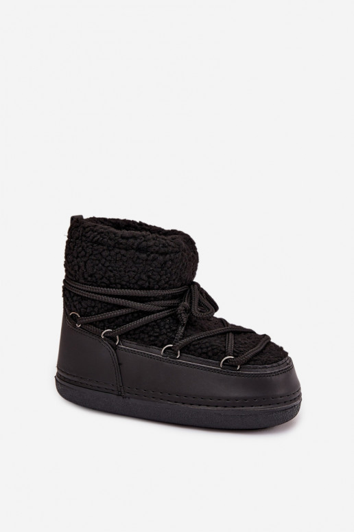 nööpidega lumesaapad  karusnahaga Typu Baranek nööritavad Must Belira