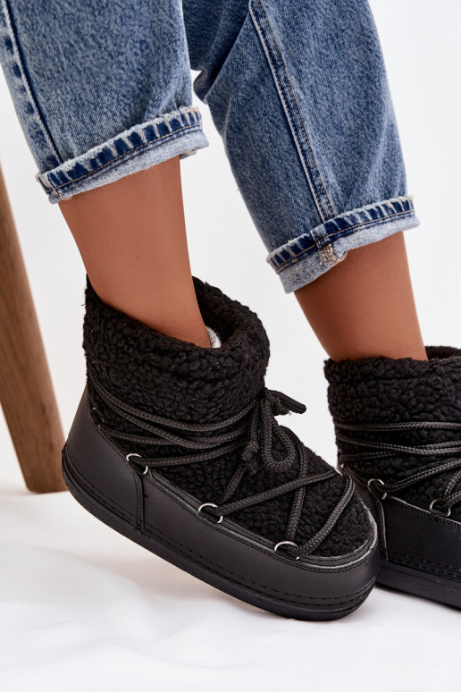 nööpidega lumesaapad  karusnahaga Typu Baranek nööritavad Must Belira