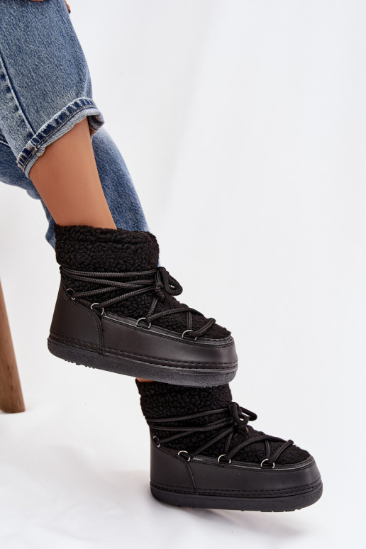 nööpidega lumesaapad  karusnahaga Typu Baranek nööritavad Must Belira