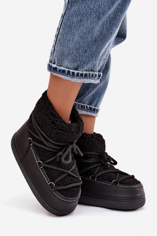 nööpidega lumesaapad  karusnahaga Typu Baranek nööritavad Must Belira