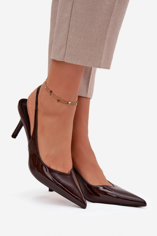 Laque Kingad kõrge jämeda kontsaga Czekoladowe Phelia