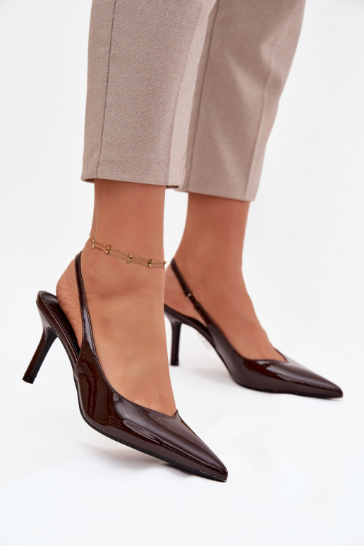 Laque Kingad kõrge jämeda kontsaga Czekoladowe Phelia