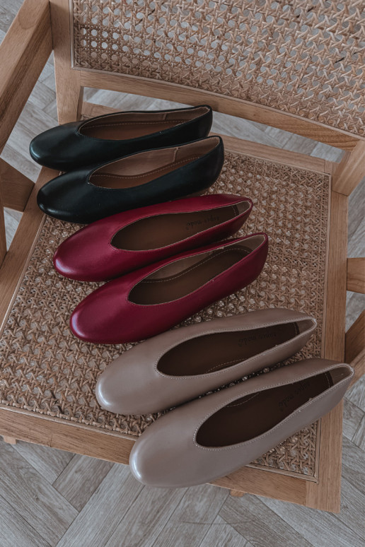 Naiste ballerina kingad ökokoest laia kontsaga bordo värvi Olyssia