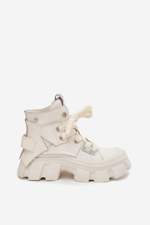 Nahksoojad spordistiilis saapad GOE SS2N4055 valge