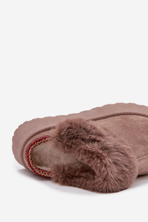 Naistel lumesaad platvormiga ja karusnahaga tikandiga beežid Querina