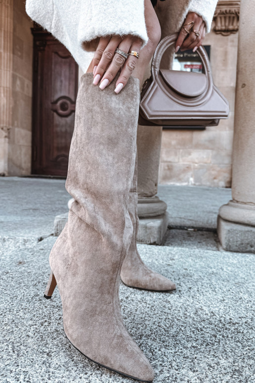 Olivienne naiste kõrgsaapad, sisseastumise mudel, sooja smaragdroheline värviga, õhukeste kontsadega