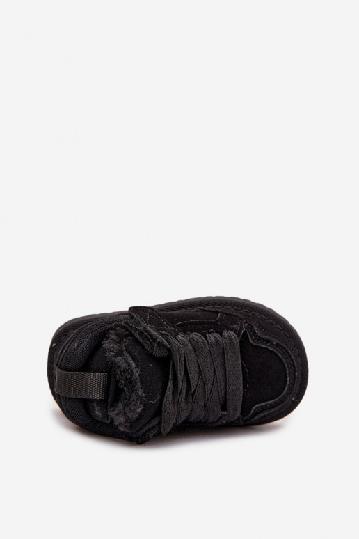 Must värv soe laste spordijalatsid karusnahaga Mireen