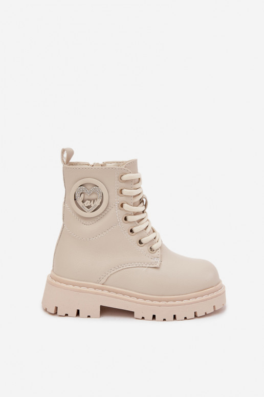 Laste sooja voodriga saapad karvakesega sees ja LOVE ornamentidega, liivavärvi, Rosaira