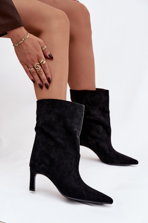  Naiste poolsaapad kõrge jämeda kontsaga Must Solvienne