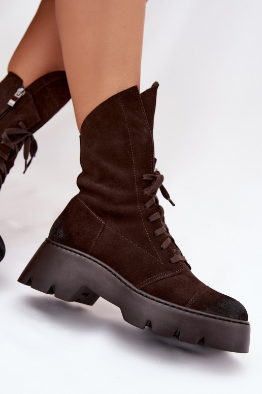 saapad  Z Naturalnego Zamszu Zazoo 976 Czekoladowe