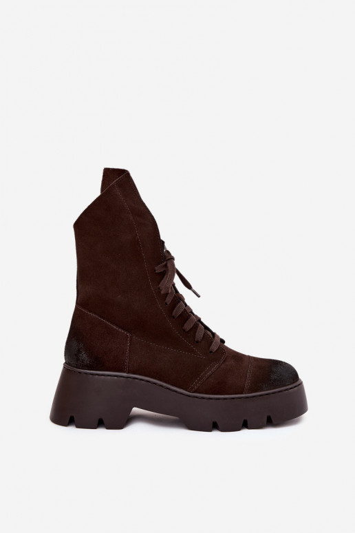 saapad  Z Naturalnego Zamszu Zazoo 976 Czekoladowe