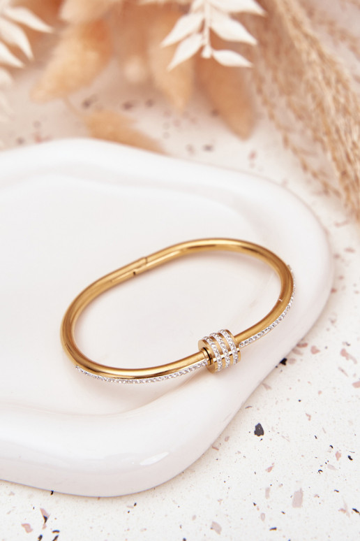 Käevõru  säravate kristallidega Stal Nierdzewna Kuldset värvi