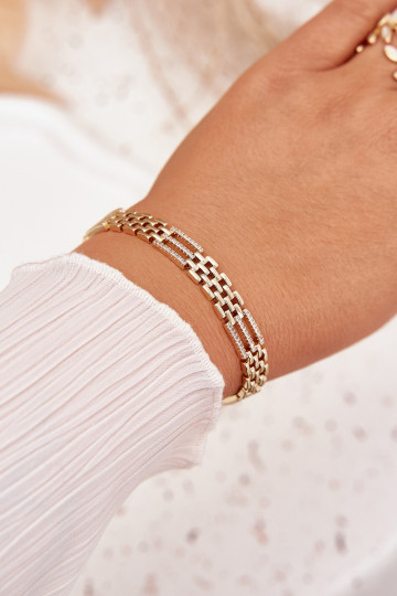 Käevõru  roostevabast terasest säravate kristallidega Kuldset värvi