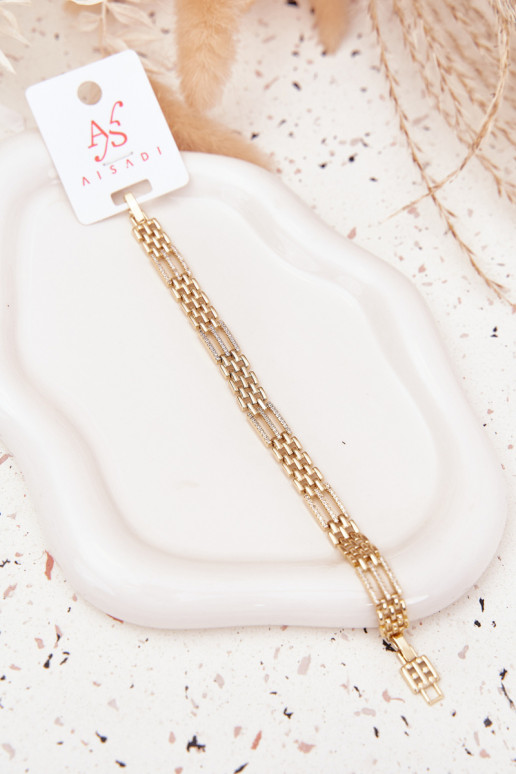 Käevõru  roostevabast terasest säravate kristallidega Kuldset värvi