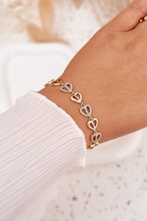 Käevõru roostevabast terasest säravate kristallidega Kuldset värvi