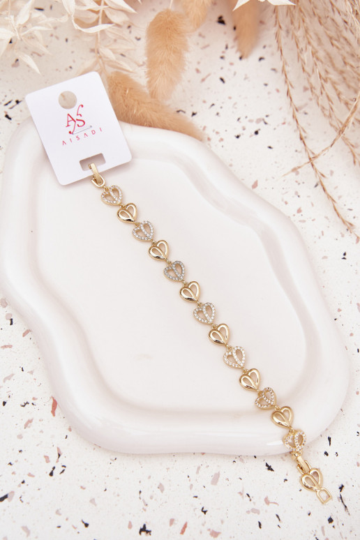 Käevõru roostevabast terasest säravate kristallidega Kuldset värvi