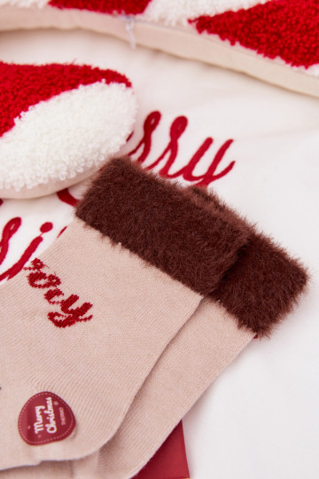 Jõulusokid Laste jalanõud karusnahaga  Wełna  beeži värvi