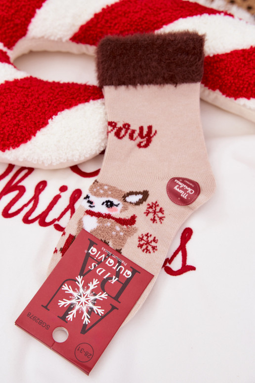 Jõulusokid Laste jalanõud karusnahaga  Wełna  beeži värvi