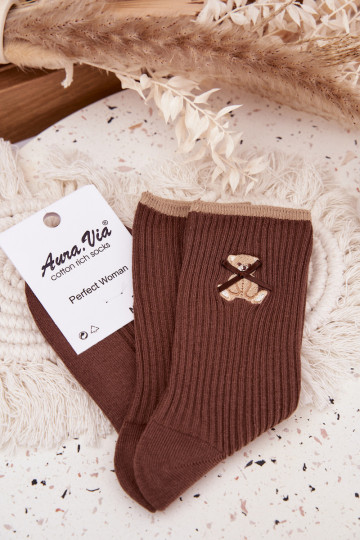 Puuvillased sokid triipudega  Czekoladowe 2