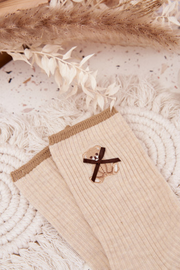 Puuvillased sokid triipudega  beeži värvi