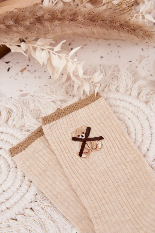 Puuvillased sokid triipudega  beeži värvi