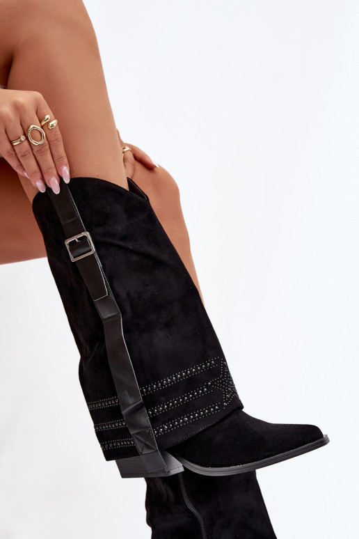 pika säärega saapad    I neetide ja pandlaga Must Camilora