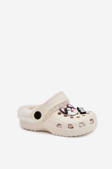 Kerged rannaplätud Sussid Laste jalanõud voodriga karusnahaga Z Przypinkami elevandiluu värvi Cerelle