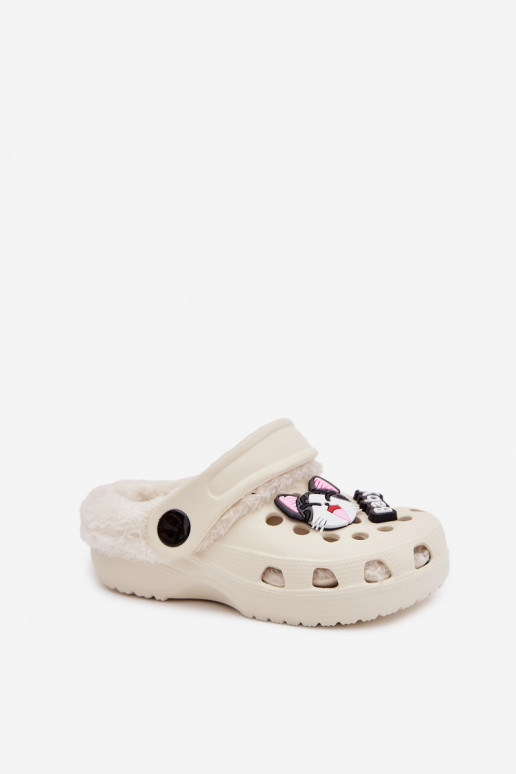 Kerged rannaplätud Sussid Laste jalanõud voodriga karusnahaga Z Przypinkami elevandiluu värvi Cerelle