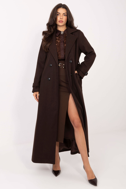 Pikk mantel tumepruun