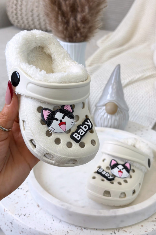 Laste soojad sussid karvaseest sees, kreemivärvi „Cerelle"