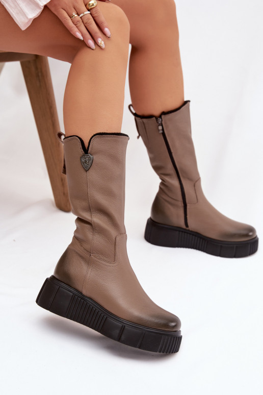 Zazoo 70121    pika säärega saapad  beeži värvi