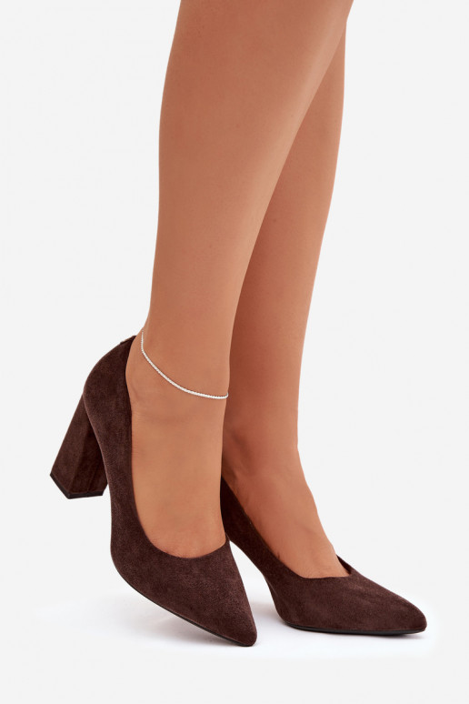 Kingad kõrge jämeda kontsaga Sergio Leone PB216 Czekoladowe