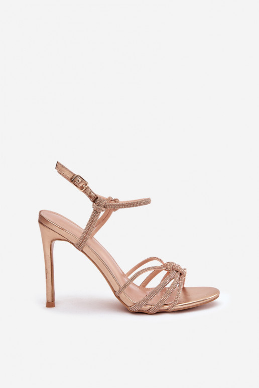 Naistesandaalid kõrge jämeda kontsaga Triipudega  Szampańskie Tanelle