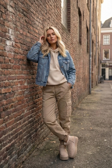 nööpidega lumesaapad  Z Naturalnego Zamszu beeži värvi Mairene