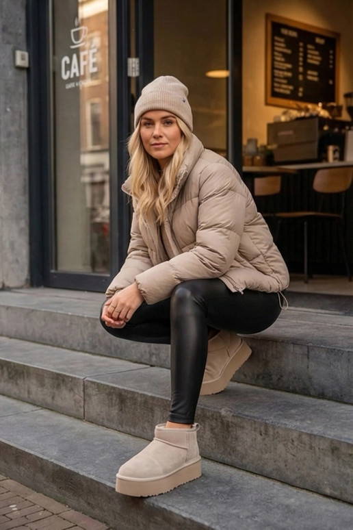 Liivavärvi naiste talvesaapad kunstnahast Irene