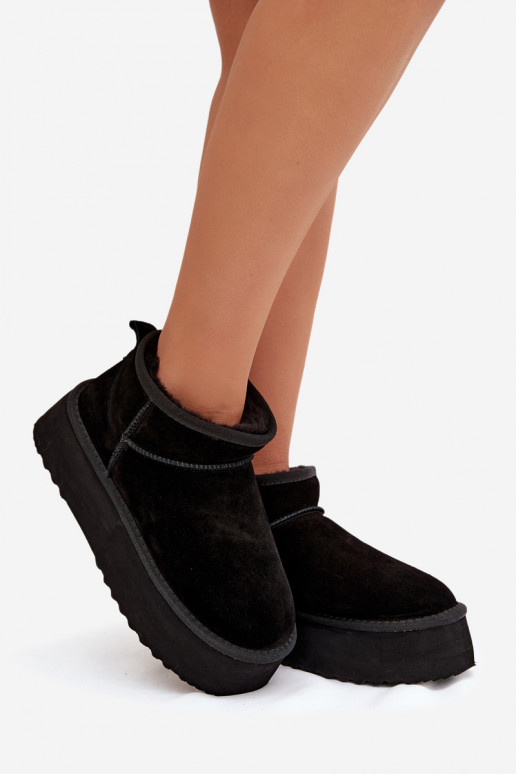 nööpidega lumesaapad  Z Naturalnego Zamszu Must Mairene