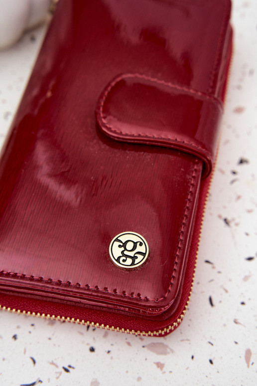 Läikiv naiste rahakott kuldsete detailidega punase värviga Evlinne