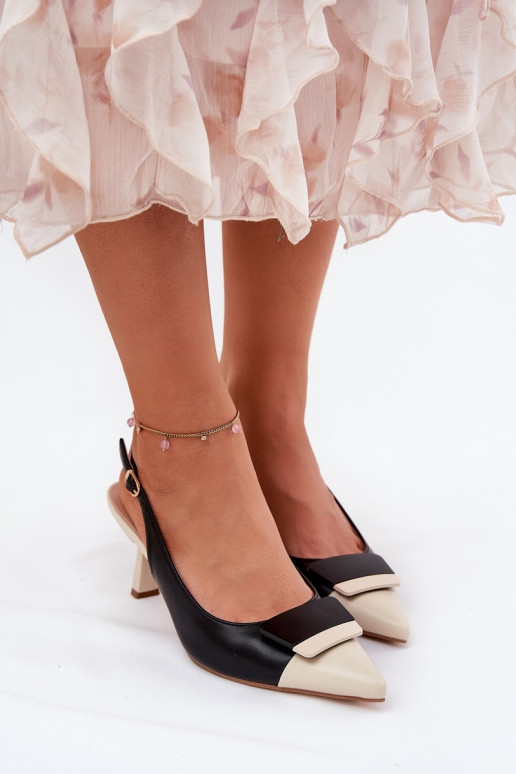 Elegantsed kõrge kontsaga kaunistustega Eko   Must Ottoles