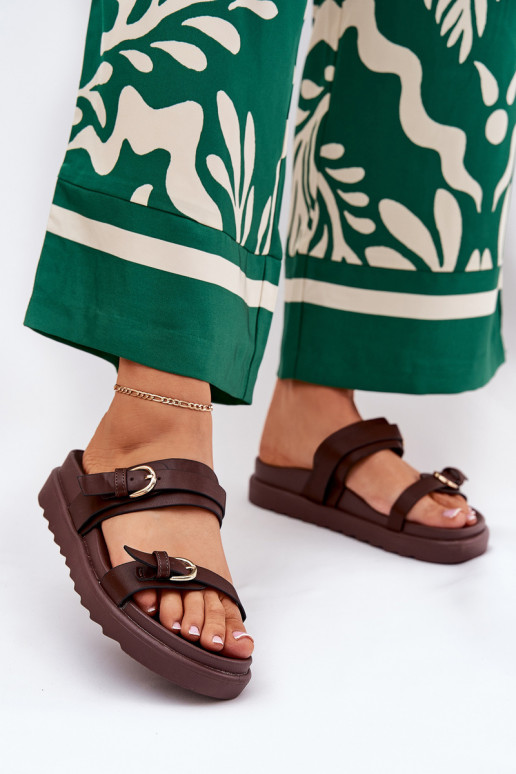 naiste plätud platvormiga Ze Kuldset värvimi neetide ja pandlagami pruunid värvi Wernone