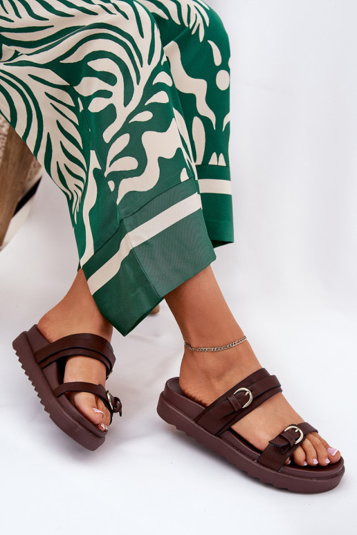 naiste plätud platvormiga Ze Kuldset värvimi neetide ja pandlagami pruunid värvi Wernone