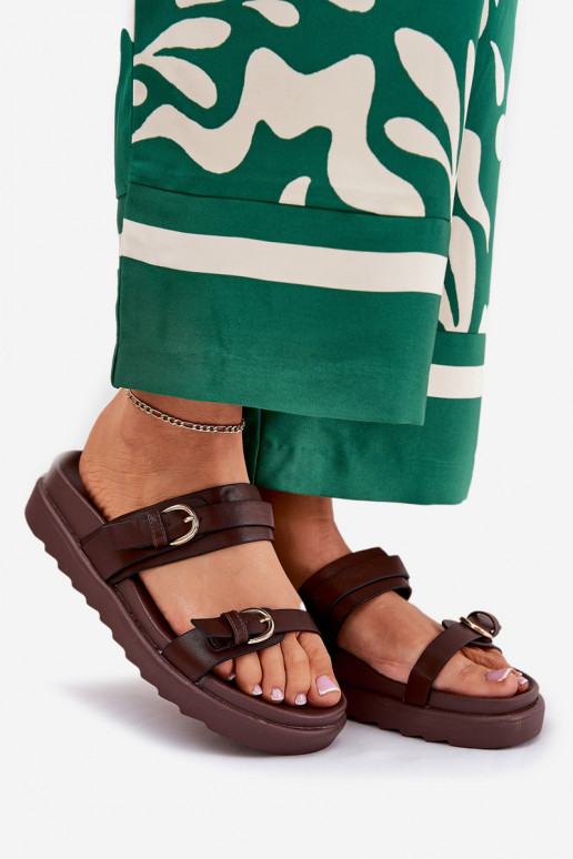 naiste plätud platvormiga Ze Kuldset värvimi neetide ja pandlagami pruunid värvi Wernone