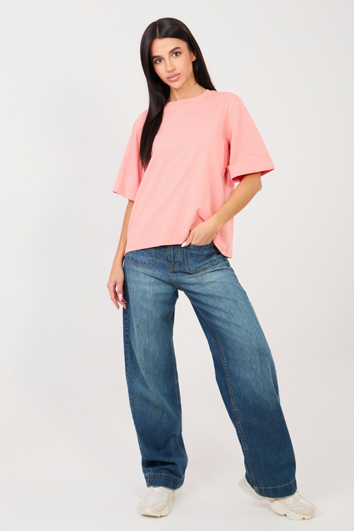 T-särk virsikuvärvilise mustriga