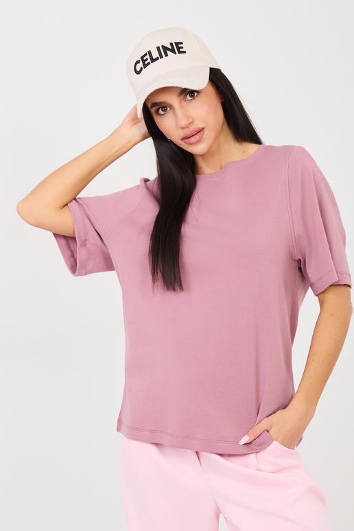 Lühikeste varrukatega tumeroosa T-särk