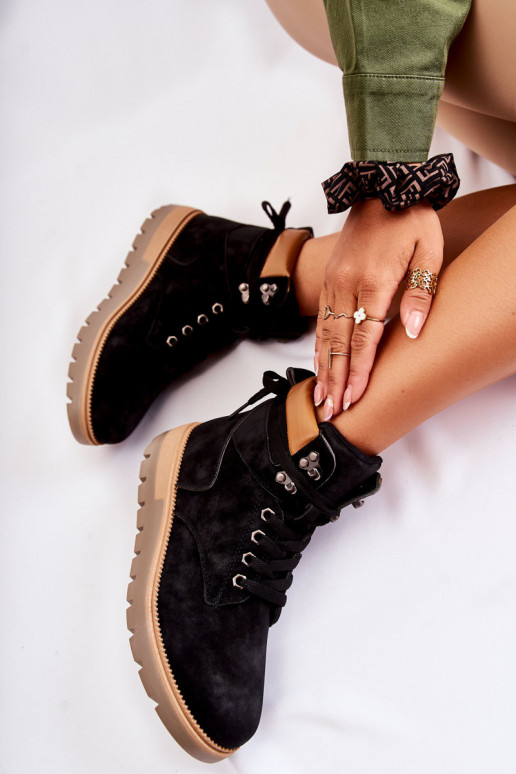 naiste saapad platvormiga Must Ressa