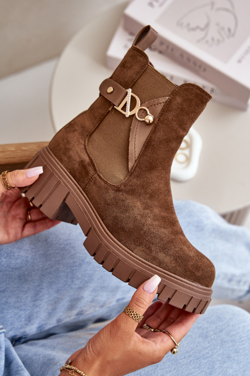 voodriga Naiste poolsaapad Ze Kuldset värvim Detalem owe pruunid värvi Bervena