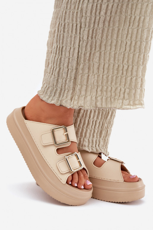 naiste plätud platvormiga Ze Kuldset värvimi neetide ja pandlagami beeži värvi Zorila